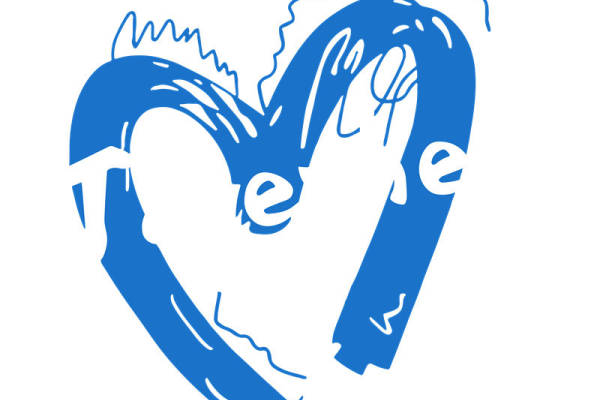 蓝色波浪心形图案：服装印花裁片设计灵感