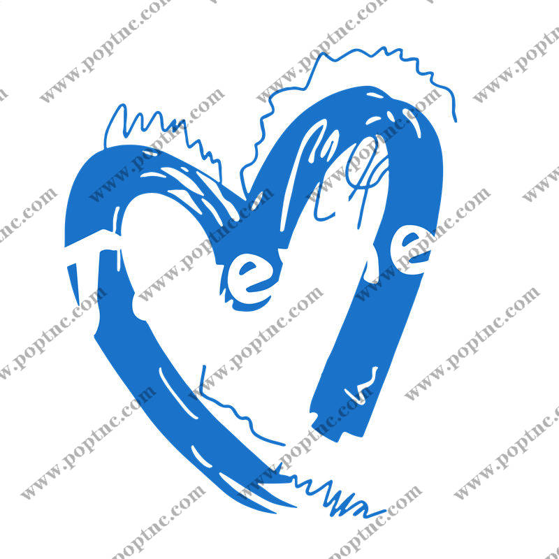 蓝色波浪心形图案:服装印花裁片设计灵感