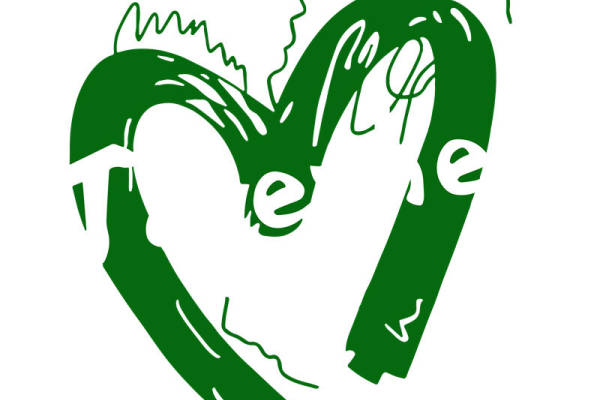 自然绿心形花型印花，打造个性服装