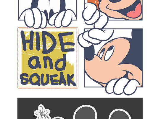 经典卡通图案服装印花裁片：米奇米妮与唐老鸭