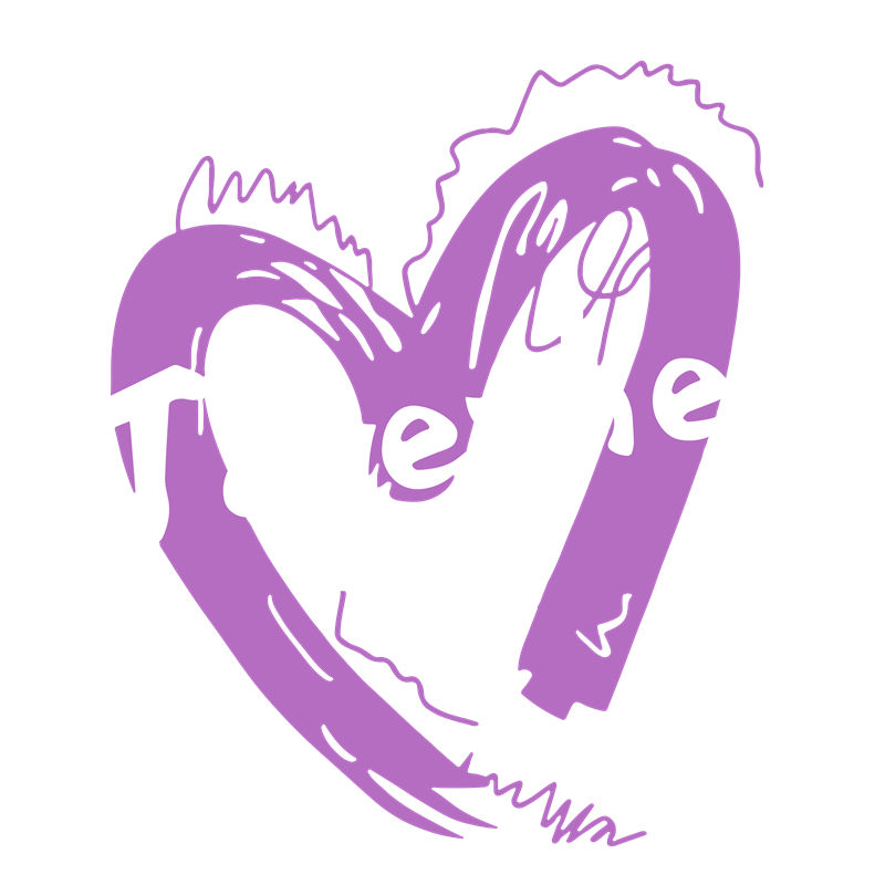 浪漫紫色心形花型,打造个性服装印花