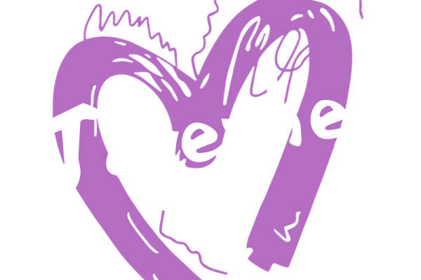 浪漫紫色心形花型，打造个性服装印花