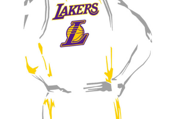 经典湖人队徽图案，适用于服装印花裁片