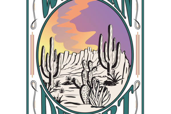 西部沙漠仙人掌图案服装印花裁片