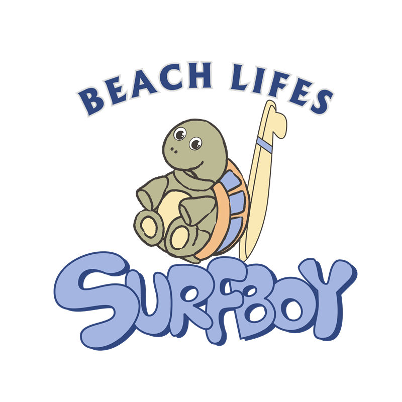 卡通海龟冲浪图案服装印花裁片