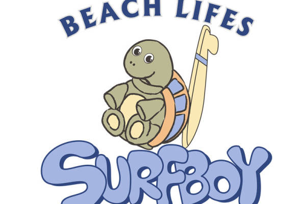 卡通海龟冲浪图案服装印花裁片