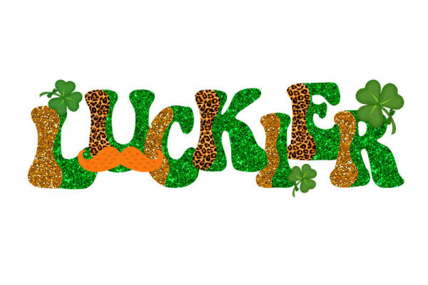 豹纹绿叶幸运符服装印花裁片