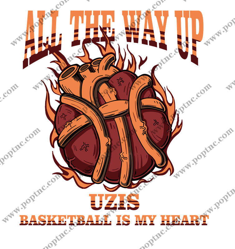 火焰篮球心形图案服装印花裁片