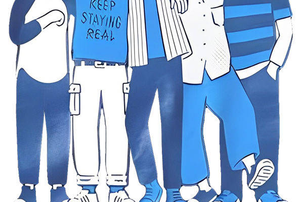 蓝色系列裁片印花：时尚潮流服装印花设计