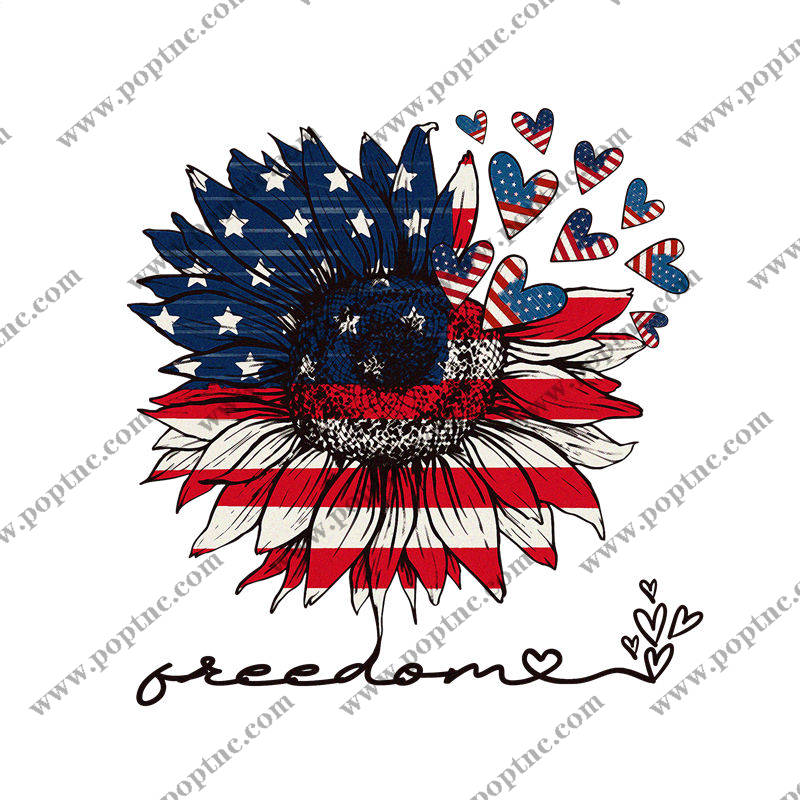 美国国旗主题向日葵花型服装印花裁片
