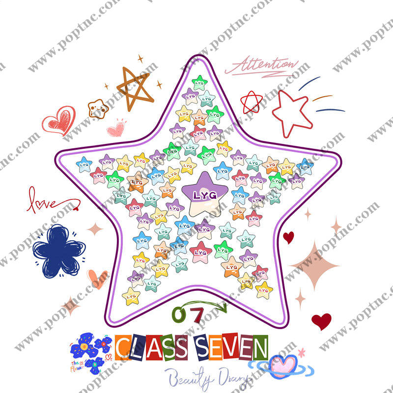 创意七彩星星花型印花,打造个性服装