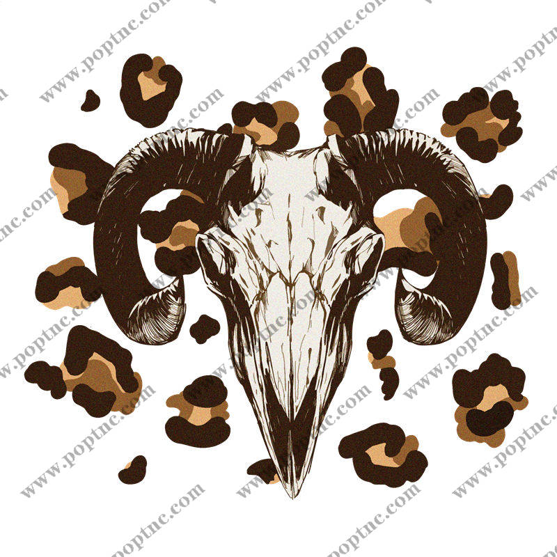 复古山羊头骨纹路服装印花裁片