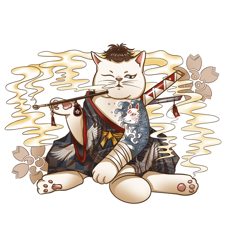 日式和风猫猫裁片印花，打造个性服装