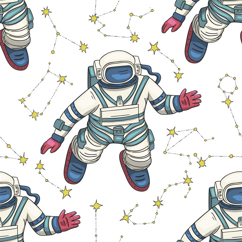 宇航员星空印花：独特设计的服装印花素材