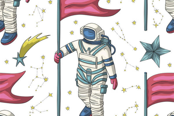 航天员旗帜印花：独特设计的服装印花裁片