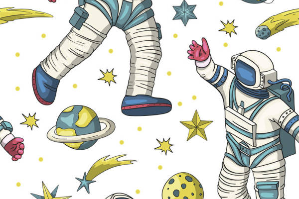 宇航员与星球的梦幻印花素材，打造个性服装