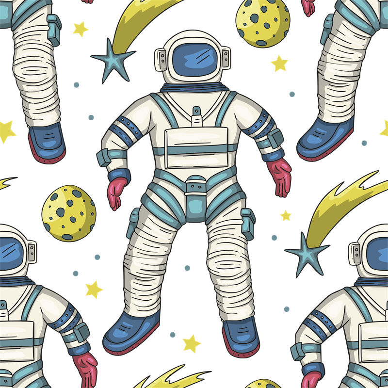 宇航员与星球的梦幻印花裁片,打造独特服装设计