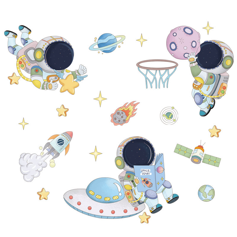 太空探险主题裁片印花，打造独特服装设计