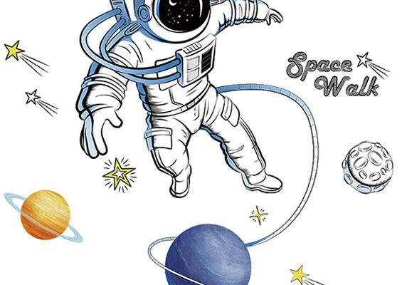 太空漫步宇航员裁片印花：创意服装印花设计灵感