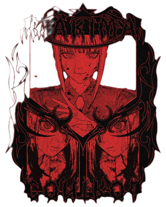 暗黑风格裁片印花：红色恶魔纹样服装印花