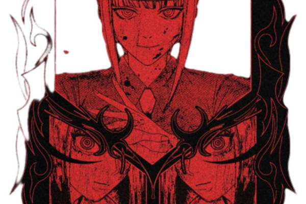暗黑风格裁片印花：红色恶魔纹样服装印花