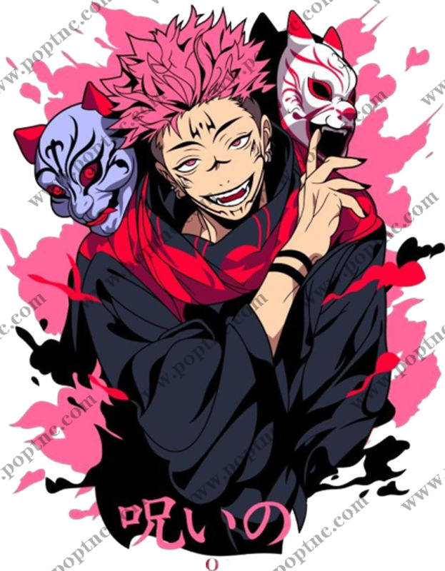 动漫风格裁片印花设计:鬼灭之刃主题服装印花