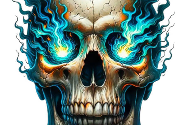 酷炫火焰骷髅头裁片印花，打造个性服装