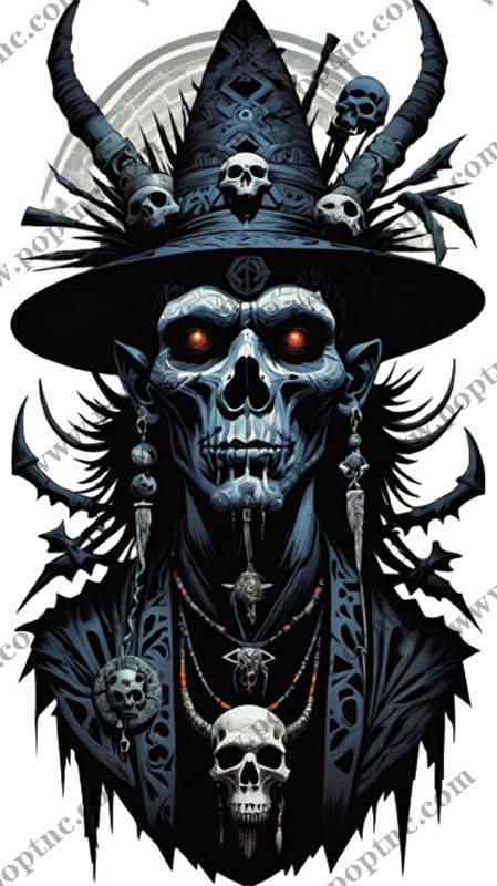 暗黑巫师头骨裁片印花:服装印花设计灵感