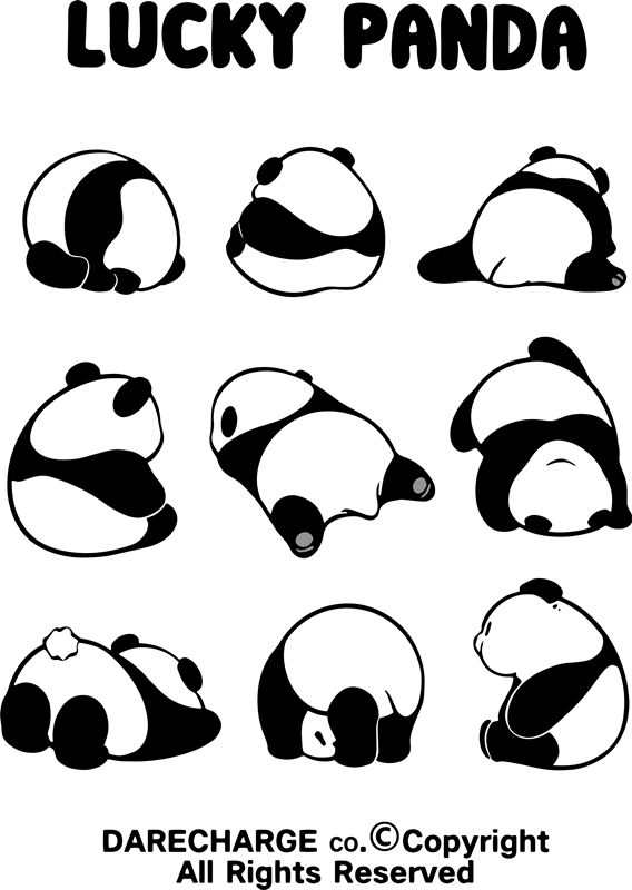 可爱熊猫图案服装印花设计素材