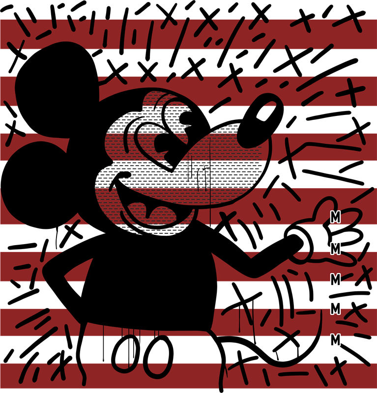 复古米奇图案服装印花素材