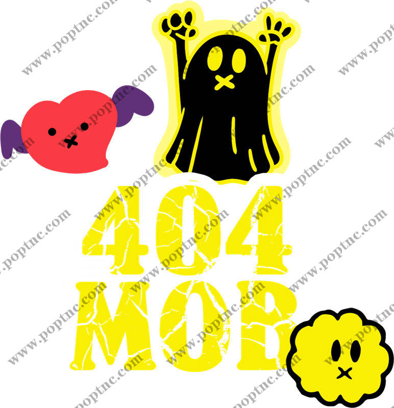 可爱鬼魂与心形图案的服装印花裁片