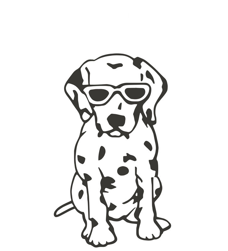 时尚酷狗戴墨镜花型裁片印花服装印花