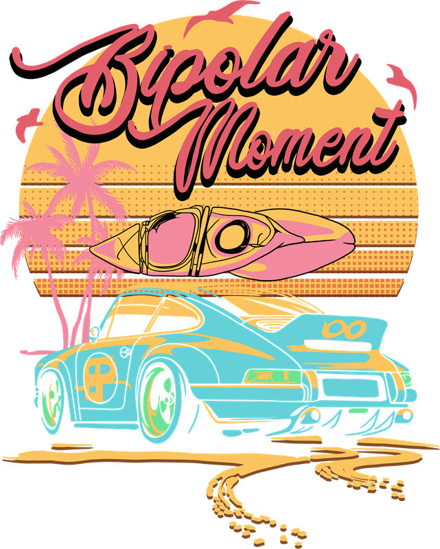 复古海滩风汽车印花图案:服装印花裁片设计灵感