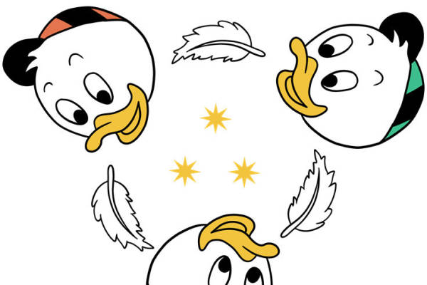 卡通熊猫与鸭子图案服装印花素材