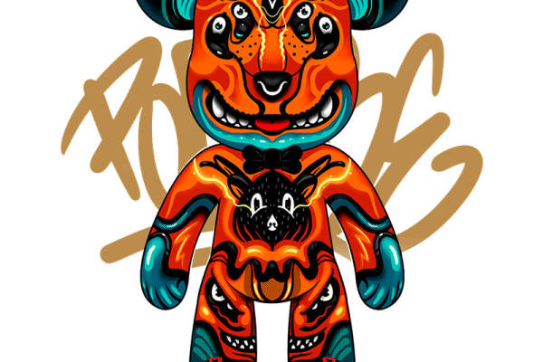 创意熊头图案裁片印花，打造个性服装