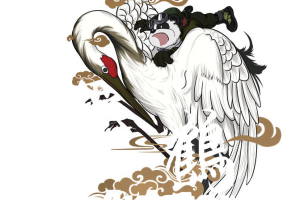 传统仙鹤图案服装印花裁片设计