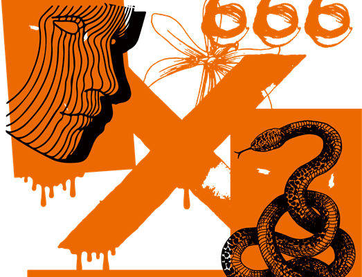 暗黑风格裁片印花图案，适合摇滚音乐节服装