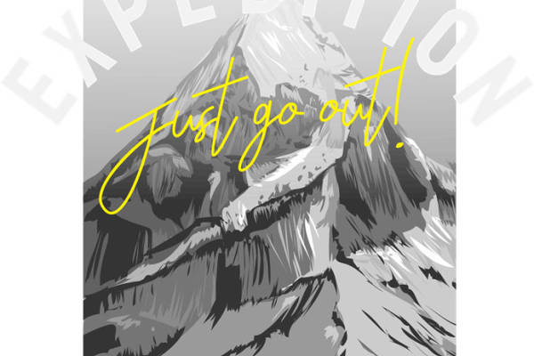 山峰纹理服装印花裁片，自然风格户外运动