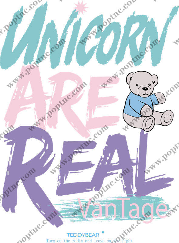 梦幻独角兽与小熊的服装印花创意