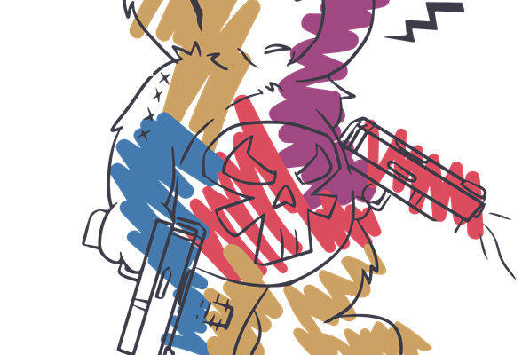 卡通熊头像裁片印花设计，适合服装印花