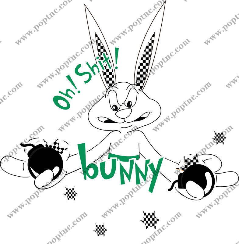 卡通兔子图案裁片印花,创意服装印花设计