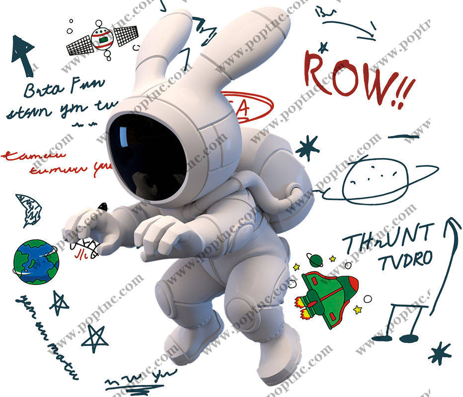 太空宇航员图案裁片印花,创意服装印花设计