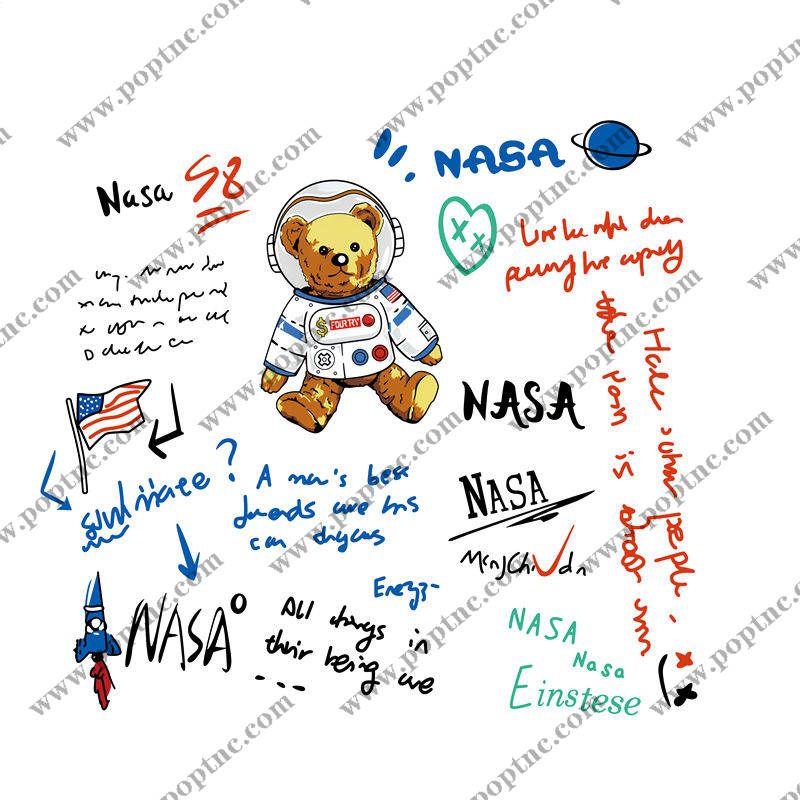 趣味宇航员熊印花,轻松打造个性服装