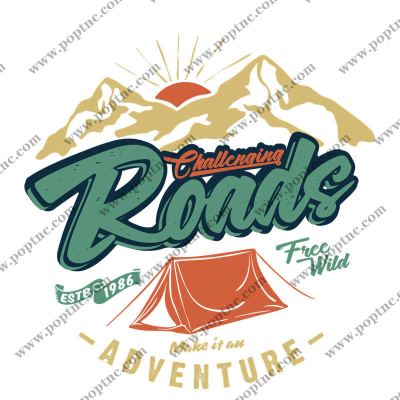 复古山峰帐篷图案服装印花裁片