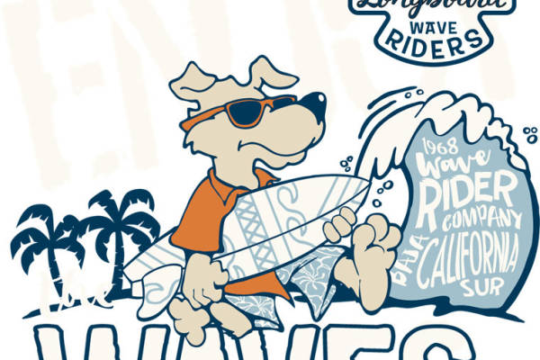 夏日海滩风情服装印花图案，适合冲浪主题裁片印花