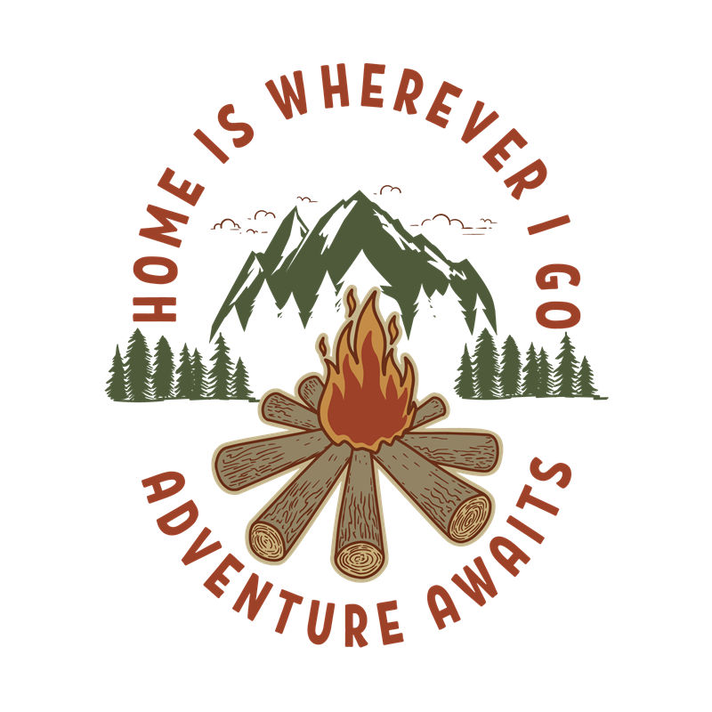 户外探险主题服装印花素材:山火与森林的完美结合