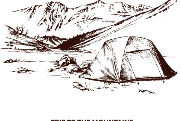 山间露营帐篷印花图案，打造户外服装的完美搭配