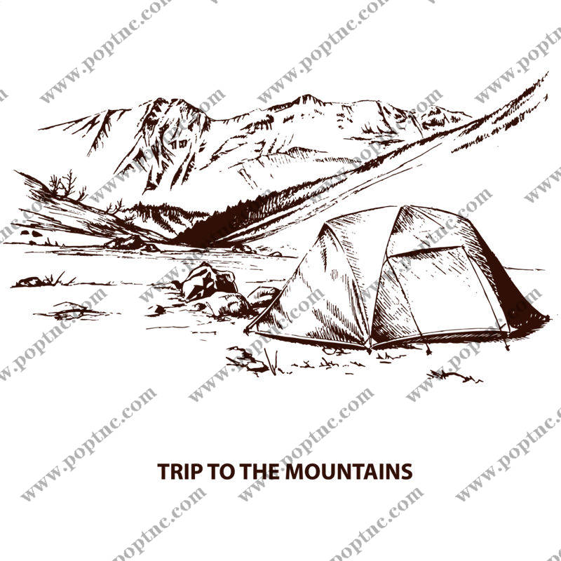 山间露营帐篷印花图案,打造户外服装的完美搭配