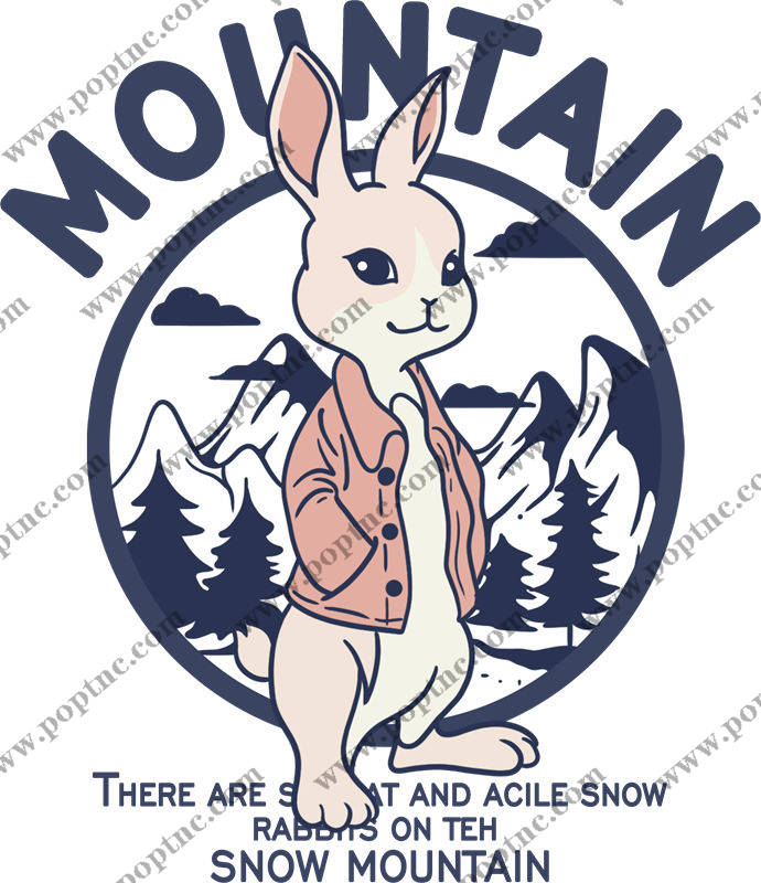 可爱兔子雪山印花:服装印花裁片设计灵感