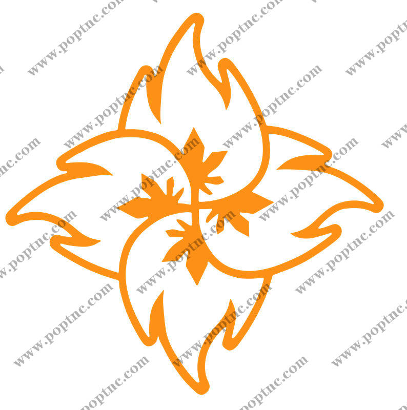 橙色火焰纹样服装印花裁片设计